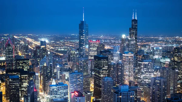 Wolkenkratzer Chicagos Bei Nacht Luftaufnahme Chicago Illinois Juni 2019 — Stockfoto