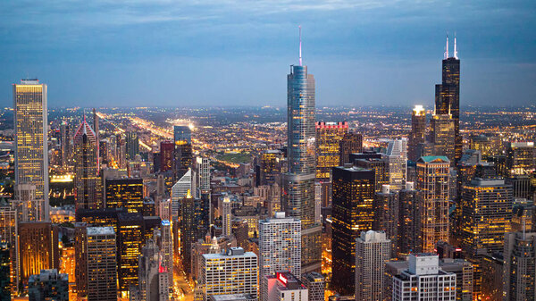 Chicago from above - amazing aerial view in the evening - travel photography