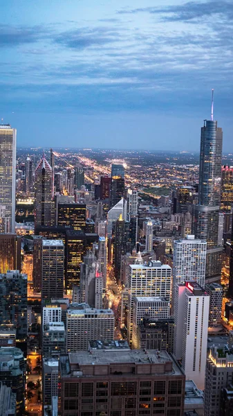 Чикаго Вечір Вид Аерофотозйомки Подорожі Фотографія — стокове фото