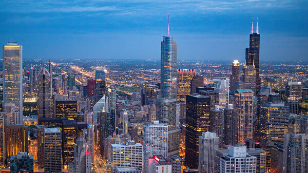 Amazing view over the high rise buildings of Chicago - CHICAGO, ILLINOIS - JUNE 12, 2019
