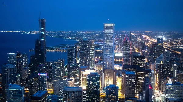 Arranha Céus Chicago Noite Vista Aérea Chicago Illinois Junho 2019 — Fotografia de Stock