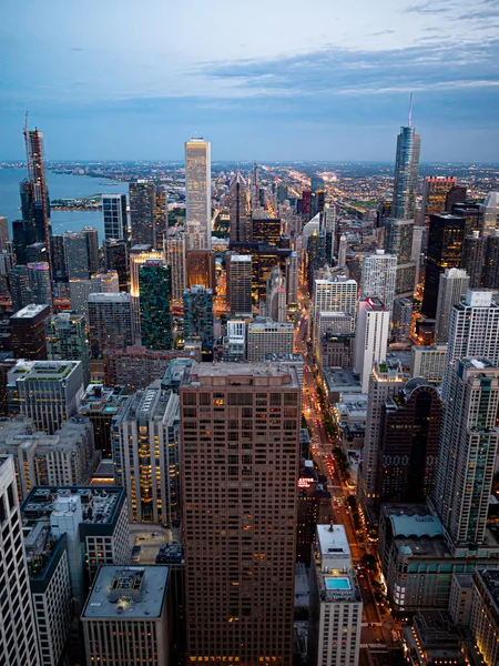 Los Rascacielos Chicago Vista Aérea Por Noche Chicago Illinois Junio —  Fotos de Stock