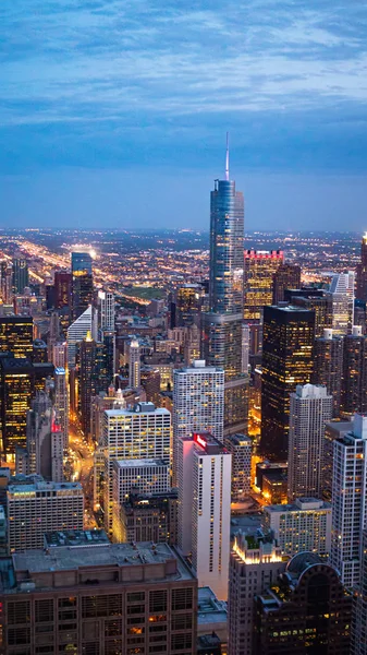 Chicago Noche Impresionante Vista Aérea Sobre Centro Ciudad Chicago Illinois — Foto de Stock