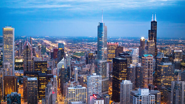 Amazing view over the high rise buildings of Chicago - travel photography