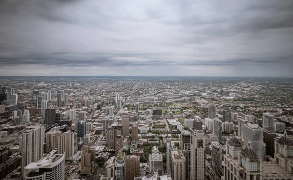 シカゴ上の広角ビュー - 素晴らしい航空写真 — ストック写真