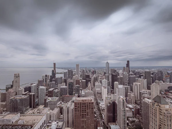 Wide angle view over Chicago - amazing aerial view