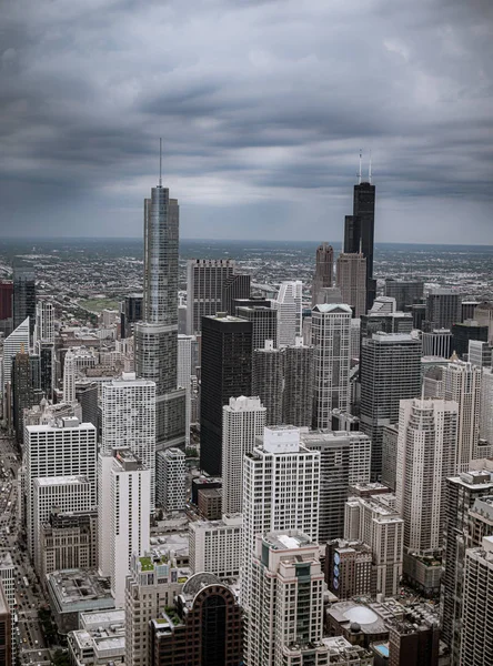 흐린 날 시카고의 공중 전경 — 스톡 사진