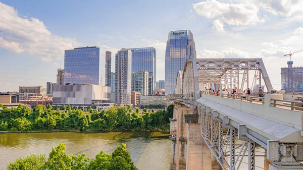 View Nashville Skyline Cumberland River Nashville Tennessee June 2019 — Stock Photo, Image