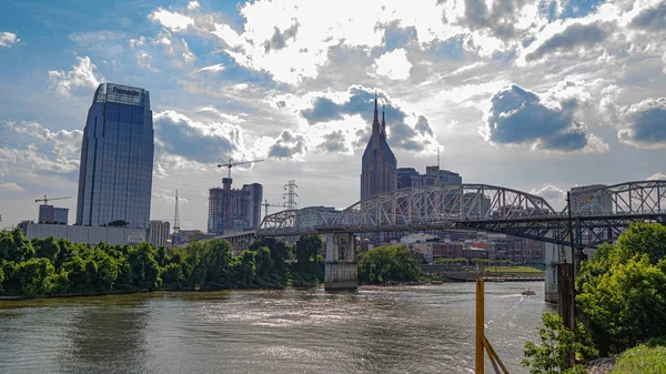 Skyline Nashville Cumberland River Nashville Tennesse Iune 2019 — стоковое фото