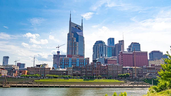 Skyline Nashville Cumberland River Nashville Tennesse Iune 2019 — стоковое фото