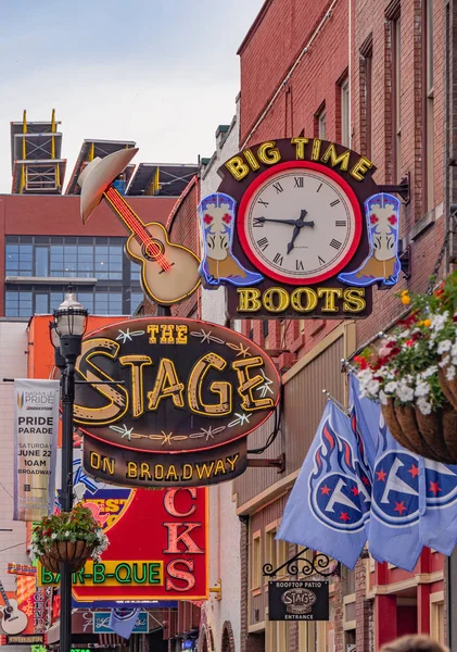 Знаменитые Достопримечательности Бродвее Нэшвилл Nashville Tennessee Июня 2019 — стоковое фото