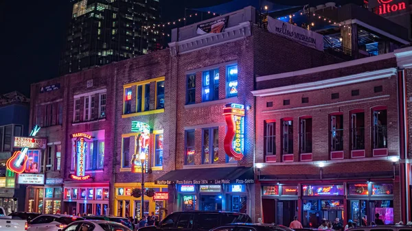 Красочный Nashville Broadway Ночью Nashville Tennesse Июня 2019 Года — стоковое фото