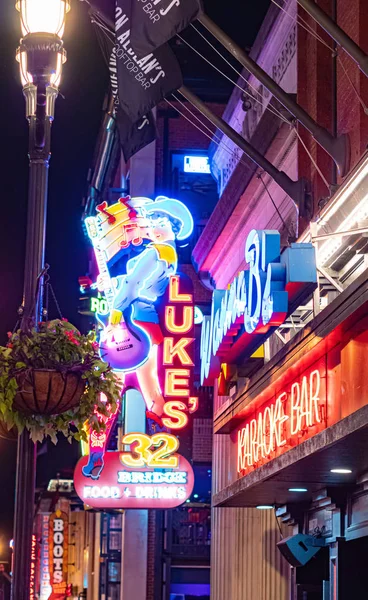 Colorido Nashville Broadway Por Noche Nashville Tennessee Junio 2019 — Foto de Stock