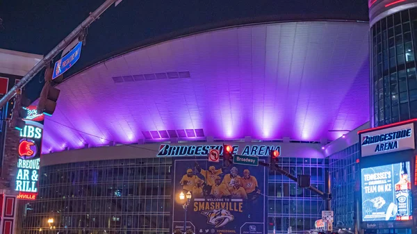 Colorido Bridgestone Arena Nashville Noite Nashville Tennessee Junho 2019 — Fotografia de Stock