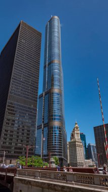 Chicago şehir merkezinin yüksek binaları - Chicago, ABD - 11 Haziran 2019