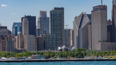 Chicago şehir merkezinin yüksek binaları - Chicago, ABD - 11 Haziran 2019