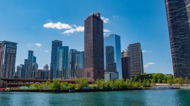 Chicago şehir merkezinin yüksek binaları - Chicago, ABD - 11 Haziran 2019