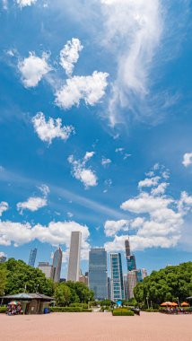 Güneşli bir günde Chicago üzerinde inanılmaz mavi gökyüzü - Chicago, Abd - 11 Haziran 2019
