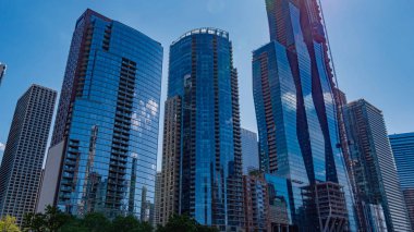 Chicago şehir merkezinin yüksek binaları - Chicago, ABD - 11 Haziran 2019