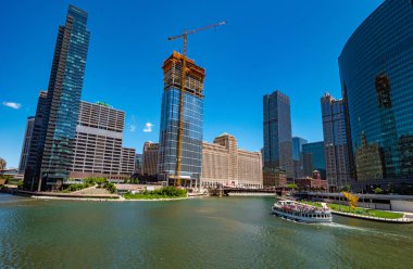 Chicago şehir merkezinin yüksek binaları - Chicago, ABD - 11 Haziran 2019