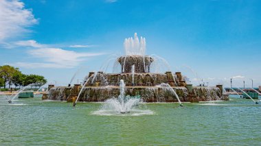 Chicago Grant Park 'taki ünlü Buckingham Çeşmesi - Chicago, ABD - 11 Haziran 2019
