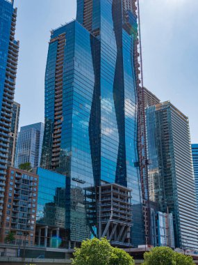 Chicago şehir merkezinin yüksek binaları - Chicago, ABD - 11 Haziran 2019