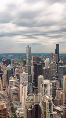 Chicago yukarıdan dramatik bir gökyüzü ile - Chicago, Amerika - 11 Haziran 2019