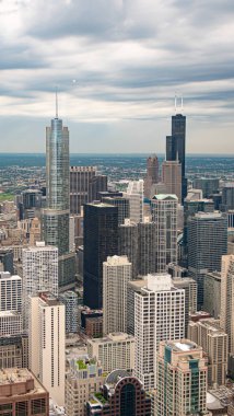 Chicago yukarıdan dramatik bir gökyüzü ile - Chicago, Amerika - 11 Haziran 2019