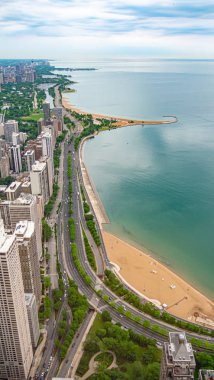 Chicago ve Michigan Gölü yukarıdan - Chicago, Abd - 11 Haziran 2019