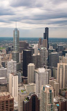 Bulutlu bir günde Chicago üzerinde havadan görünüm - Chicago, Abd - 11 Haziran 2019