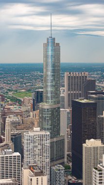 Bulutlu bir günde Chicago üzerinde havadan görünüm - Chicago, Abd - 11 Haziran 2019
