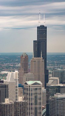Chicago'daki Wllis Kulesi - havadan görünüm - Chicago, Abd - 11 Haziran 2019