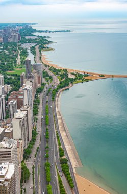 Chicago ve Michigan Gölü yukarıdan - Chicago, Abd - 11 Haziran 2019