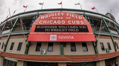 Wrigley Field baseball stadium - home of the Chicago Cubs - CHICAGO, USA - JUNE 10, 2019 clipart