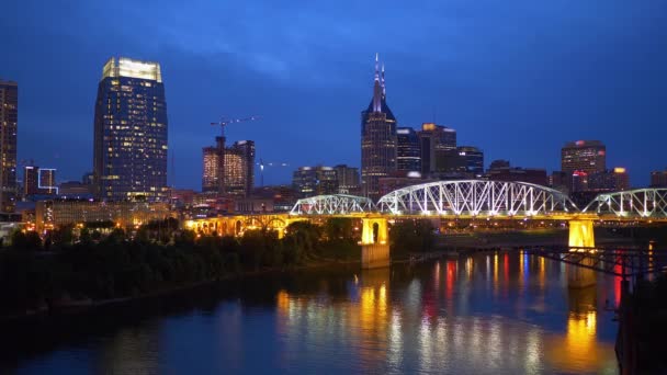 Nashville por la noche - vista sobre el horizonte — Vídeos de Stock