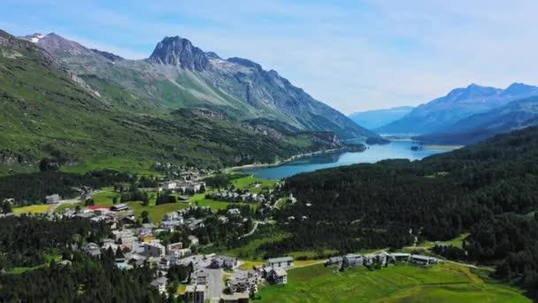 Den Schweiziska Alperna Ovanifrån Den Vackra Naturen Schweiz Aerial Timelapse — Stockvideo