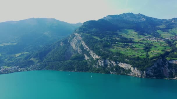 Vista Aérea Dos Alpes Suíços Suíça Cima — Vídeo de Stock