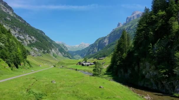 Повітряний Вид Над Швейцарськими Альпами Прекрасна Швейцарія Зверху — стокове відео