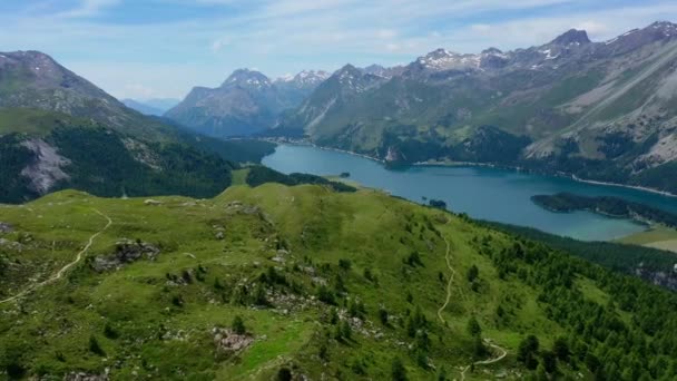 Vuelo Sobre Paisaje Suizo Suiza Desde Arriba — Vídeos de Stock