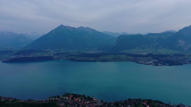 Beau Lac Thoune Dans Les Alpes Suisses Suisse Haut — Video