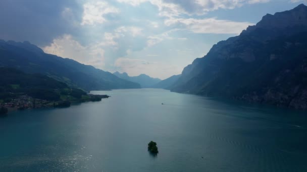 Vlucht Het Zwitserse Landschap Zwitserland Van Bovenaf — Stockvideo
