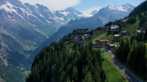 Los Alpes Suiza Vuelo Sobre Paisaje Suizo — Vídeo de stock