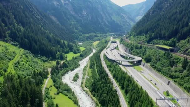 Voo Sobre Paisagem Suíça Suíça Cima — Vídeo de Stock