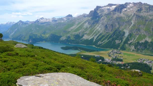 Increíble Paisaje Aera Suiza Engadin Hermosa Suiza — Vídeos de Stock