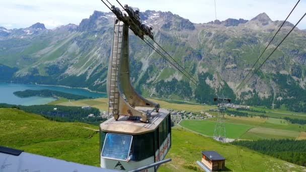 Teleferic Ropeway Corvatsch Mountains Engadin Ελβετία Alps Switzerland Switzerland July — Αρχείο Βίντεο