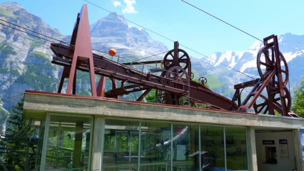 Schilthorn Linbana Schweiziska Skyline Till Piz Gloria Schweiz Alperna Schweiz — Stockvideo