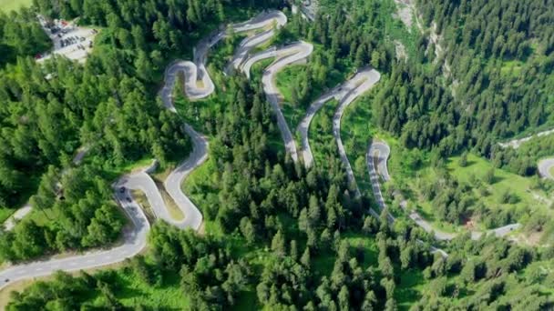 Böjda Vägarna Maloja Pass Alperna Schweiz — Stockvideo