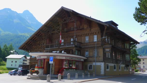 Hotel Schweizerhaus Maloja Switzerland Άλπεις Της Ελβετίας Ελβετία Ιουλίου 2019 — Αρχείο Βίντεο