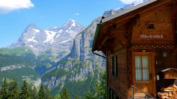 Magnifique Village Murren Dans Les Alpes Suisses Typique Suisse Alpes — Video