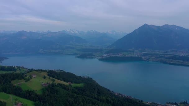 Beau Lac Thoune Dans Les Alpes Suisses Suisse Haut — Video